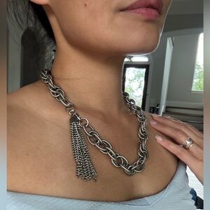 ✨St John Silvertone Chain Link Tassel Accent Necklace✨